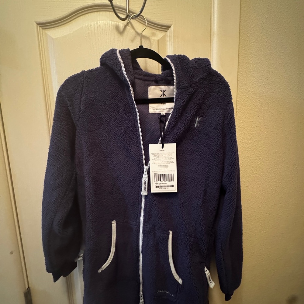 Onepiece Cozy Kids' Blue Hooded Jumpsuit